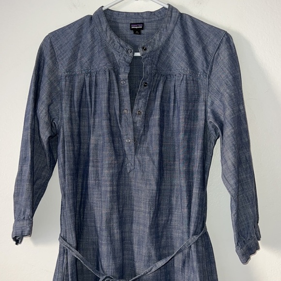 Patagonia Women’s Denim Midi Length Longsleeve Shirt Dress Size 4 Blue - Picture 4 of 8